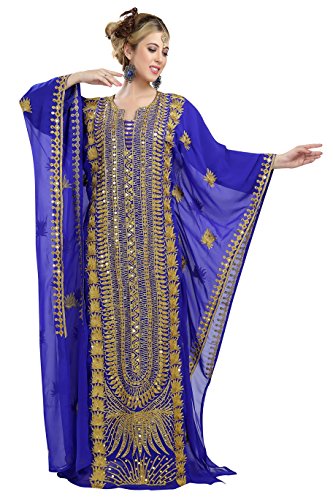 Royal Blue Dubai Khaleeji Thobe Maghribi Wedding Gown Traditional Caftan Dress