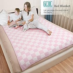 GCQC Checkered Throw Blanket, Knitted Checkerboard