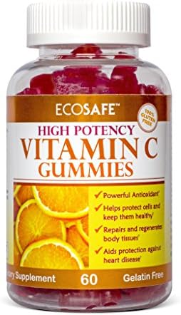 Ecosafe Chewable Vitamin C Gummy - Certified Kosher and Halal Gummy - Gelatin, Gluten and Soy Free - 240 mg per serving - 30 servings