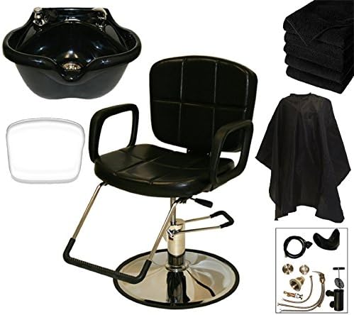 LCL Beauty Reclining Hydraulic Cutting &amp; Shampoo Barber Chair &amp; Heart Shaped Bowl Salon Package