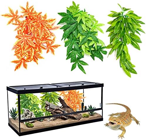 2Pack Reptile Plants Hanging Silk Terrarium Plants With Suction Cup For
