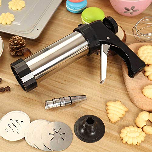 TEEPAO Cookie Press Gun, 13 Stainless Steel Disc Shapes Spritz Cookie Maker Kits and 8 Piping - Versatile, Reusable, for Christmas Party/Birthday Celebration/Anniversary Biscuit Decoration - Thumbnail 5