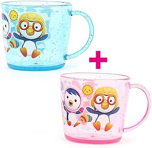 Pororo Cutty Handle Cup 2P Set (Pink + Blue) 270ml (9.1oz) / Fun with Pororo Character Printing Dinnerware