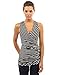 PattyBoutik Women Striped V Neck Faux Wrap Top (Black with White Stripes Small)