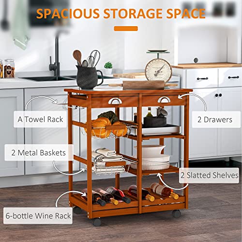 Wooden Rolling Kitchen Cart, Tile Counter Top Kitchen Island on