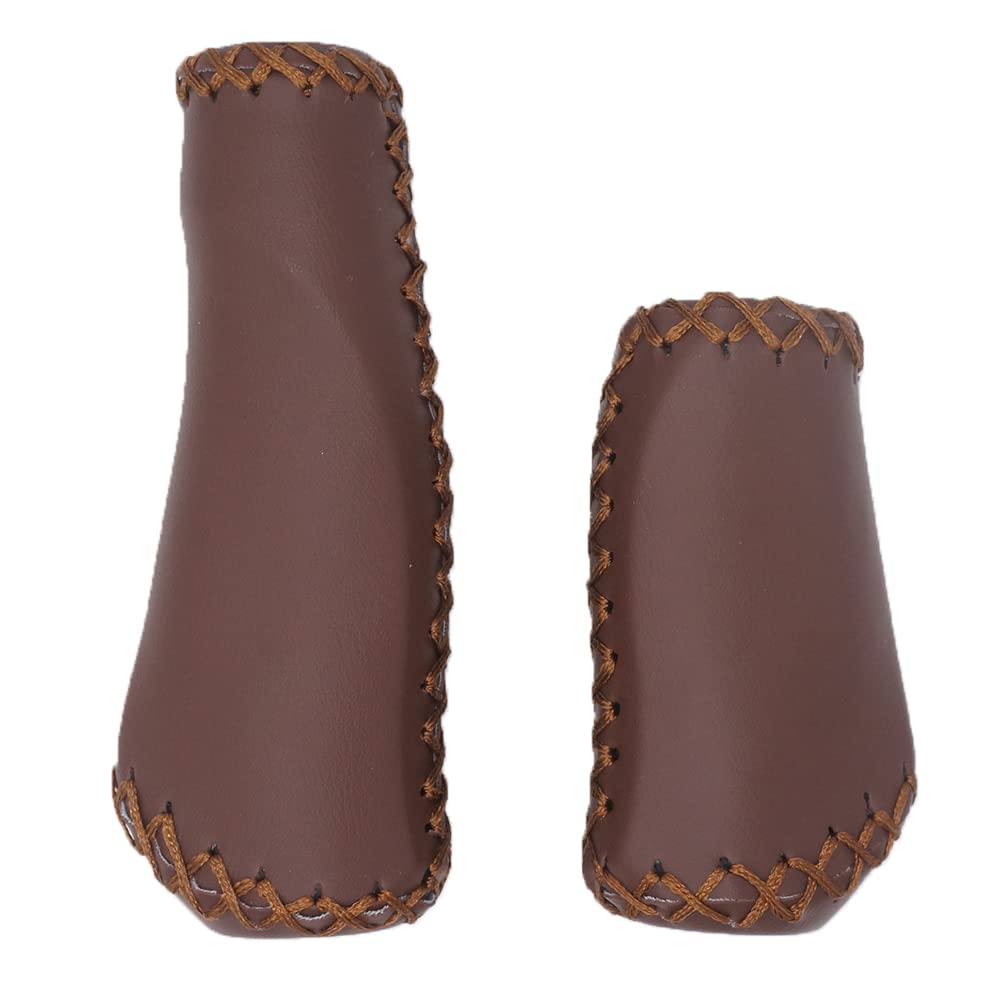 Photo 1 of 1 Pair Casual Retro Beach Cruiser Bike Handle Long/Short Grips Artificial PU Leather Bike Handlebat Grips for Most MTB BMX Road Bicycle 22.2x135/93mm (Dark Brown)