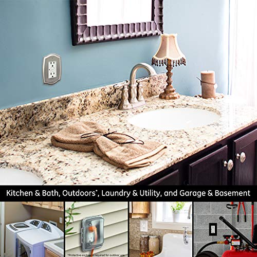 GE GFCI In-Wall Power Outlet, 15A with LED Indicator, Light Almond - Image 5