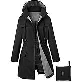POWINSUN Women Waterproof Hooded Rain Jacket Outdoor Long
