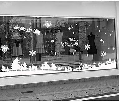 Merry Christmas Snow Covered Forest Landscape Window Sticker (70.8"W ¡Á 19.68"L)