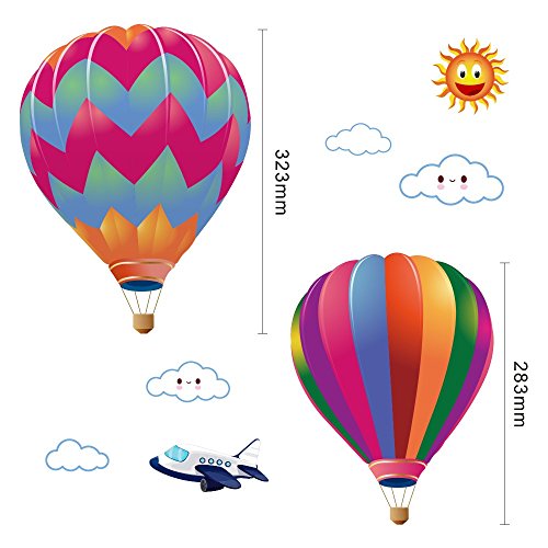 Lemostaar Hot Air Balloons Wall Decals Stickers: Pre-Cut Decorative Vinyl Peel and Stick Classroom Decorations Wall Art Mural for Children's Bedroom, Baby Nursery and Playroom - Thumbnail 5