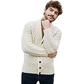 SAOL Men's Cardigan Merino Wool Knit Shawl Collar Casual Sweater with Buttons