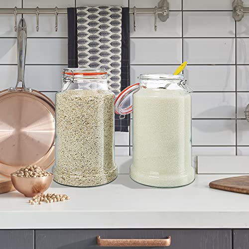 Qianfenie 1.2 Gallon Airtight Glass Jars with Hinged Lids, Wide Mouth