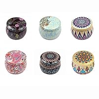 Alotm 6 Pcs 2.75x1.96 inch Tinplate Empty Tins, Caddy Box Retro Home Ktchen Storage Containers, Reusable Tin Cups Jars for Tea, Candy, DIY Candles, Dry Storage, Wedding Party Favors, and Gifts