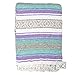 Open Road Goods Multi Color Mexican Falsa Blanket - Handwoven in Mexico - Great for The Beach, Picnics, Yoga, or a Throw! (Mint/Purple)