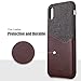 Lopie [Sea Island Cotton Series] Slim Card Case Compatible for iPhone X/10 2017, Fabric Protection Cover with Leather Card Holder Slot Design, Coffee