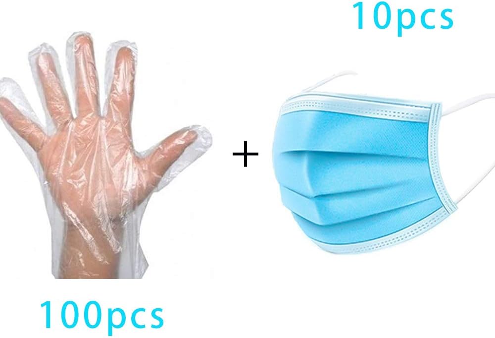 Merymall Disposable Food Prep Gloves - 100 Piece Plastic Food Safe Disposable Gloves, Food Handling, Transparent, One Size Fits Most (100 PCS)