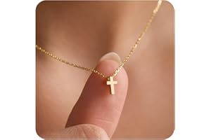 NOMOKOS Cross Necklace for Women - 18K Gold Plated Gold Necklace Cross Pendant Necklaces Dainty Simple Tiny Choker Necklaces 
