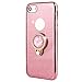 CaseHaven iPhone SE Case, Bling Diamond Rhinestone Glitter Sparkle Luxury Soft Slim Case With Crystal Ring Holder Stand & Lanyard For iPhone SE/5S/5 - Bling Rose Gold