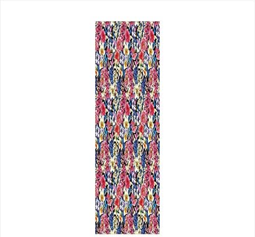 Decorative Window Film,No Glue Frosted Privacy Film,Stained Glass Door Film,Vintage Bouquet Corsage Willow Lilies Hyacinths Muscari Botanical Bridal,for Home & Office,23.6In. by 78.7In Multicolor