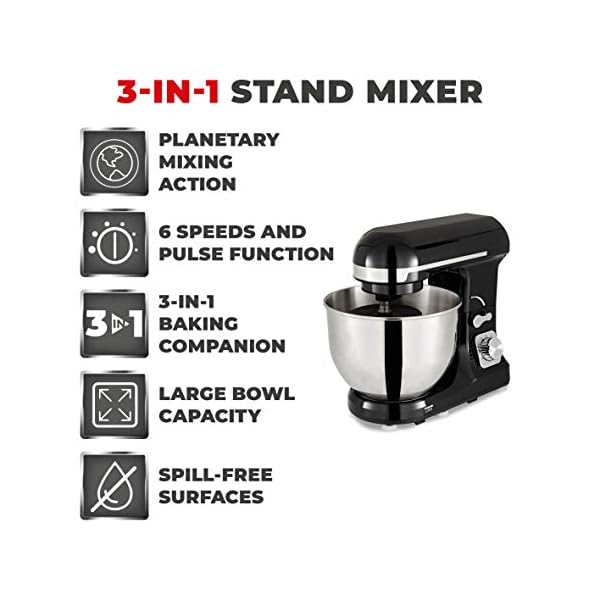 Tower-T12033-3-in-1-Stand-Mixer-with-6-Speeds-and-Pulse-Setting-1000-W-Black Tower T12033RG 3-in-1 5L Stand Mixer with 6 Speeds and Pulse Setting, 1000W, Black