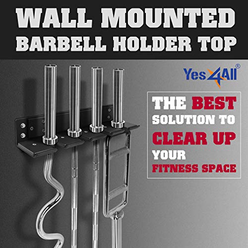 Yes4All Vertical Wall Mounted Olympic Barbell Holder, Barbell Storage Rack, Hanging Barbell Rack