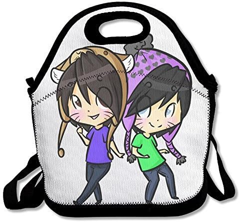 Black Dan And Phil Unisex Lunch Tote Bag For Woman Man Kid