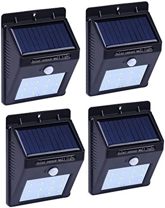 ANNT Powered Solar Sensor Wall Light 12 LED Motion Wall Lamp Wireless Porch Lights Outdoor Security Lighting Nightlight ( Pack of 4)