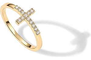 PAVOI 14K Gold Plated Cubic Zirconia Cross Ring for Women - Eternity Promise Ring for Her - Infinity Religious Wedding Band