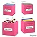 Royexe - Storage Cubes - (Set of 8) Storage Baskets | Features Dual Handles & 10 Label Window Cards | Cube Storage Bins | Foldable Fabric Closet Shelf Organizer | Drawer Organizers and Storage (Pink)