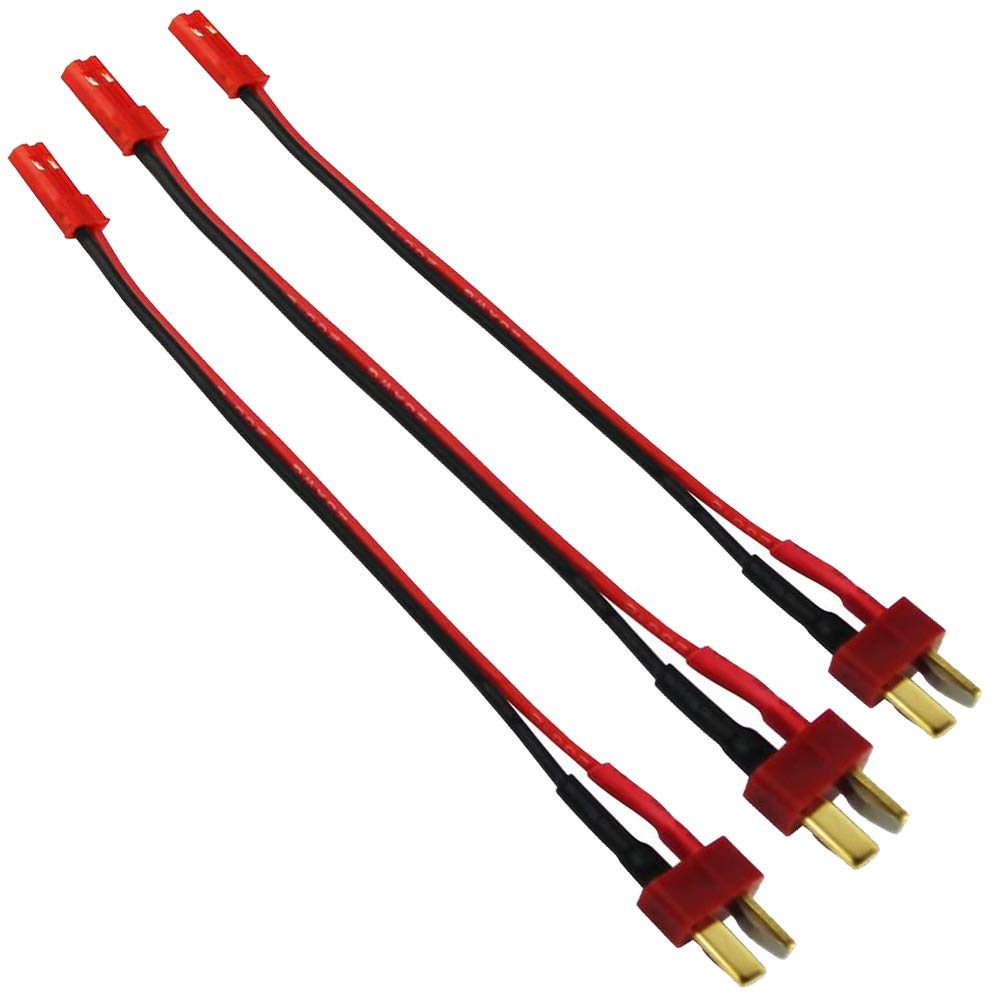 3 pcs Deans T Male Female Plug to JST Male Female Connector Adapter Cable Wire Lead with 10cm 20awg Wire (deans male to jst male)