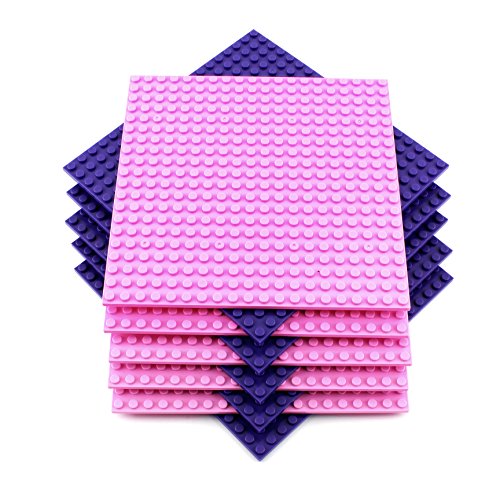 6.25x6.25 Inch Pink & Purple DP & Friends Inspired Brick Building Base Plates (10 pack), Compatible with all Major Building Block Brands (6.25