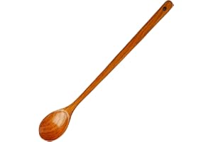 Long Wooden Spoon, 20 Inch Heat-Resistant Wooden Cooking Spoons with Smooth Anti-Scalding Handle, Kitchen Utensils with Hangi