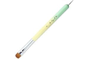 PANA Ivy-L Premium 2 Ways French Gel Acrylic Nail Art Kolinsky Brush with Dotting Tool for Professional Manicure Nail Art Design Cuticle Clean-up + Lime Green Wood Handle (Size 16)