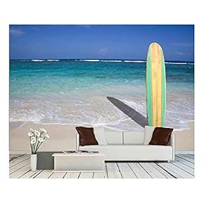 BRAND_NAMEVintage Surfboard on The Beach