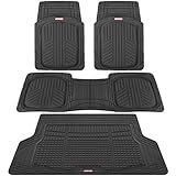 Motor Trend Premium FlexTough All-Protection Cargo Liner - DeepDish Front & Rear Mats Combo Set â€“ w/Traction Grips