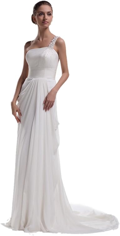 one shoulder sheath wedding dress