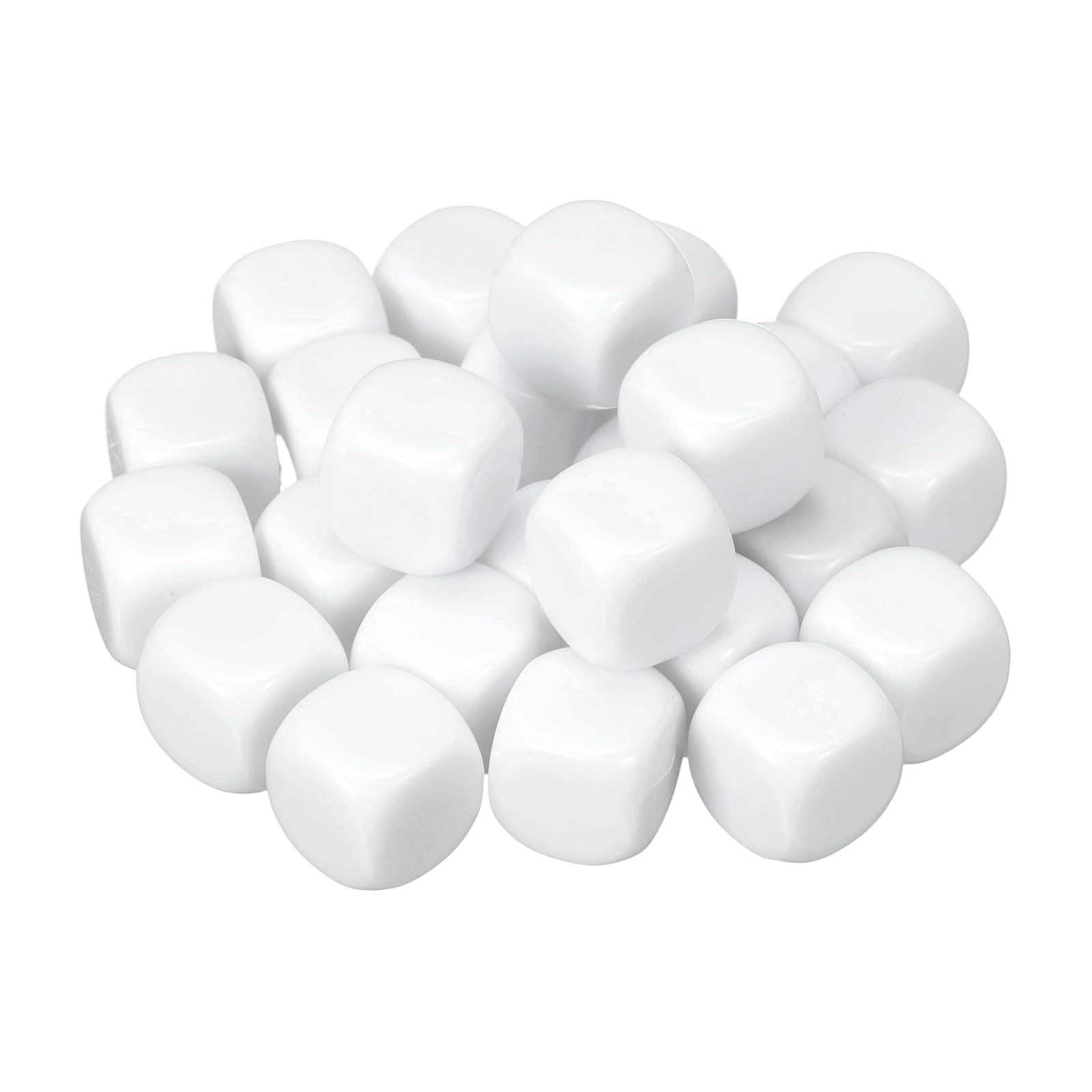 sourcing map 20Pcs Acrylic Blank Dice, 14mm/0.55" Acrylic Rounded Corner Six Sided Blank White Dice Blocks with Smoothed Surface for Board Games Party Fun