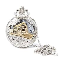 wsloftyGYd Vintage Steam Train Antique Chain Quartz Locomotive Pendant Pocket Watch Gift