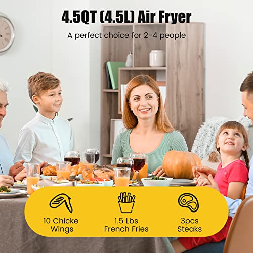 Nuwave Brio 4.5Qt Air Fryer, 1 Touch Digital Controls, 100°400°F Temp