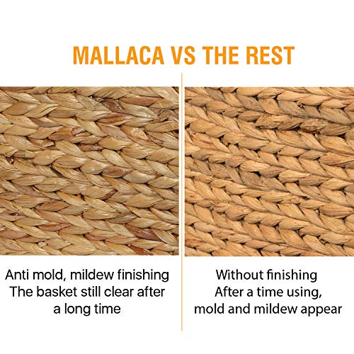 BEST CHOICE Storage Baskets Anti-Mold Mildew Stained Special Finishing Handmade of Nature Water Hyacinth, Magazine Book Toys CDs DVDs Organizer Bins 15"L x 8"W x 8.2"H by Mallaca