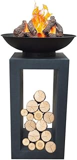 Druline Feuerschale, Durchmesser 39,5 cm, schwarz, 39.5 x 39.5 x 68.5 cm, FS01