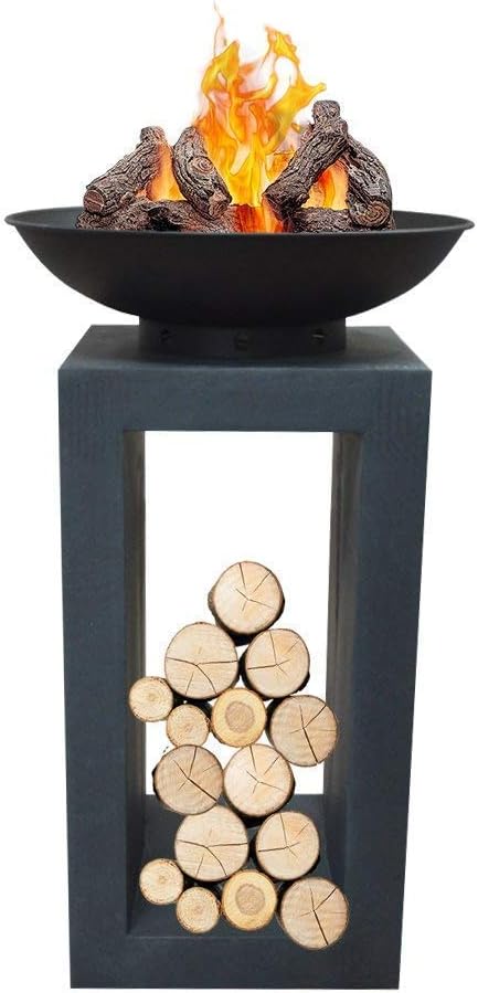 Druline Feuerschale, Durchmesser 39,5 cm, schwarz, 39.5 x 39.5 x 68.5 cm, FS01