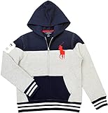 Polo Ralph Lauren Big Boy's Color Blocked Fleece Hoodie, Andover Heather, Medium