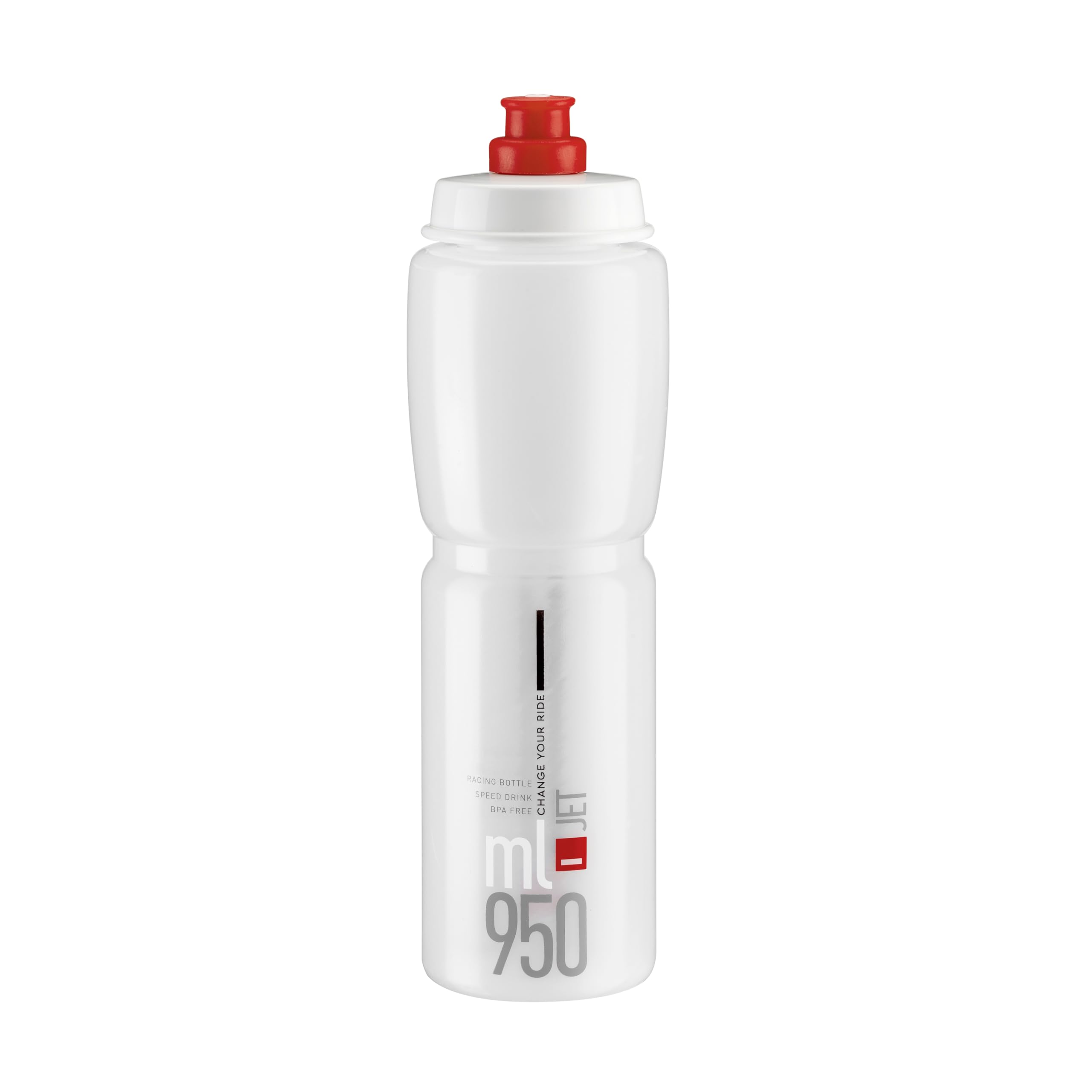 ELITE Jet Eco Water Bottle Clear Red Logo – Sustainable Cycling Bottle with Eco-Design Technology – Lightweight & BPA-Free – 950ml – For Road Bike, MTB & Gravel Cycling