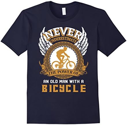 Men's Never underestimate an Old man with a Bicycle T-Shirt Small Navy