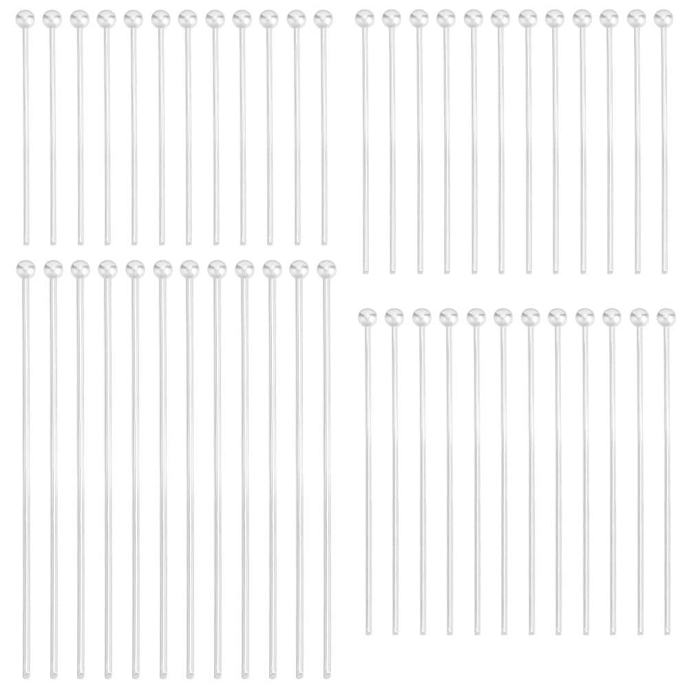 Beebeecraft 200Pcs Eye Pins 20/25/30/50mm 0.6mm/22 Gauge 925 Sterling Silver Plated Brass Bendable Ball Head Eye Pins for Jewelry Making Handmade Earring Bracelet Necklace DIY