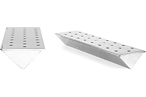 Charcoal Companion V-Shaped Heavy Duty Stainless Steel Smoker Box for Gas & Charcoal Grills - Nonstick BBQ Smoker Box with Lid for Wood Chips, Pellets, Chunks - Ideal for Smoking Meat & Fish (Silver)