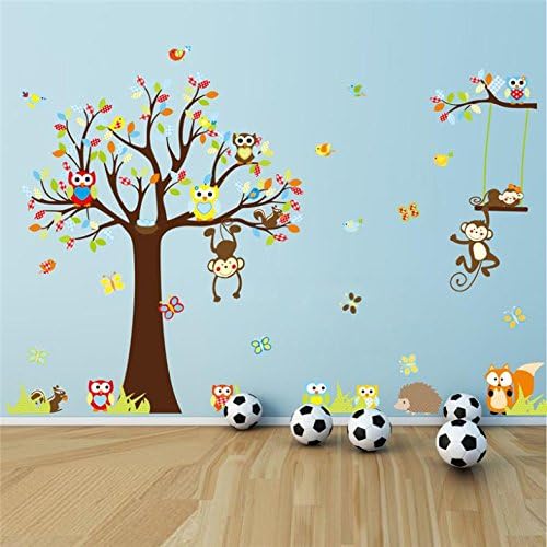 hot sellings monkey wall stickers for kids rooms zooyoo1212 baby room home decorations cartoon tree wall art animal wall decals