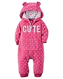 Carter's Baby Girls Hooded Fleece One Piece Jumpsuit, Pink (Cute)