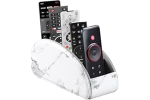 Arnice PU Leather Remote Holder, Arc Shape Caddy Desktop Organizer with 5 Spaces for TV, DVD Remotes, Media Controllers, Pen,